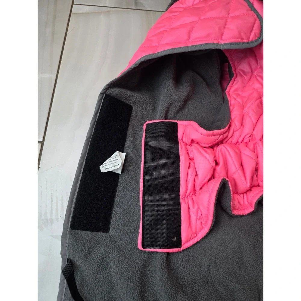 Fragralley Pink Quilted Dog Winter Coat Fleece Lined Reflective Vest XL W1